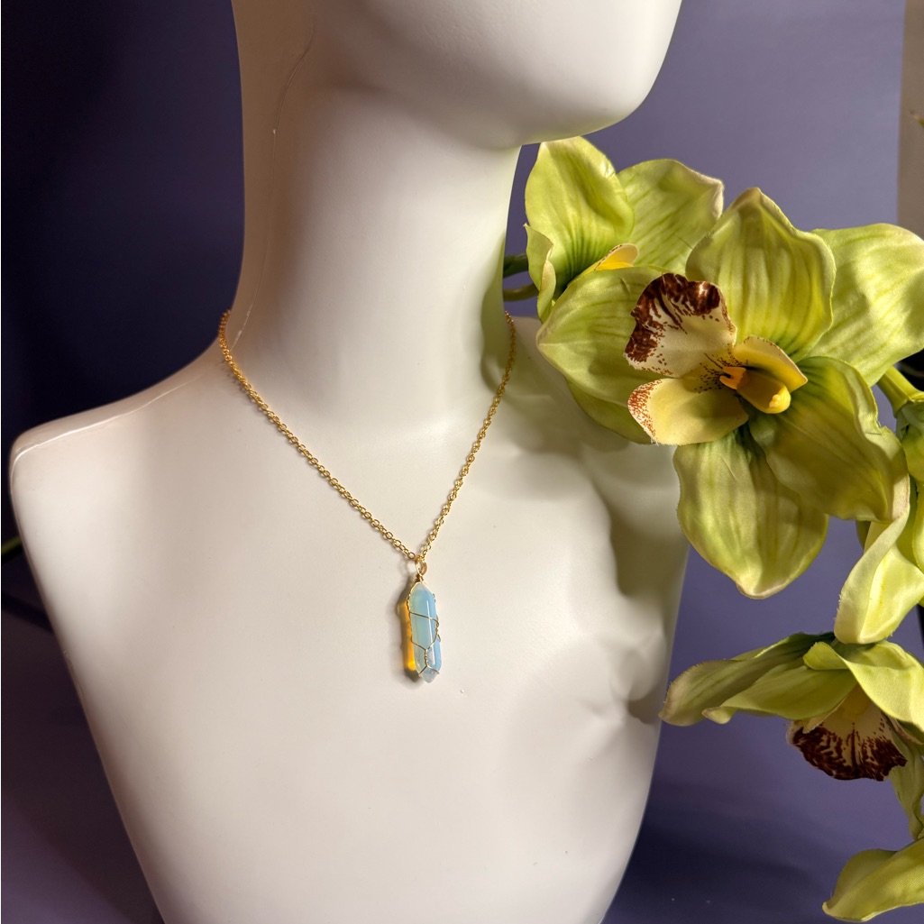 Gold-Tone Chain With Opalite Pendant
